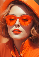 amazing woman with orange sunglasses portrait
