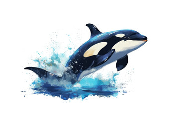 Obraz premium Orca, Minimalist Style, White Background Cartoonish, Flat Illustration.. Generative AI