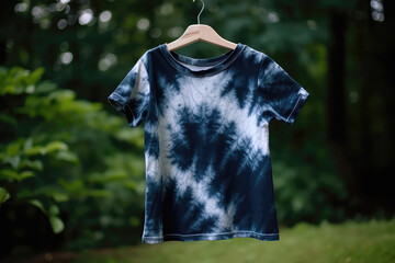 Navy And White Tiedye Tshirt For Girl. Generative AI