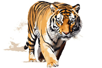 Tiger, Minimalist Style, White Background Cartoonish, Flat Illustration.. Generative AI