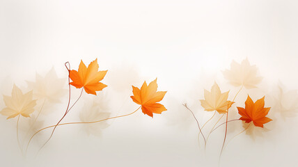Naklejka na ściany i meble white background with copy space yellow autumn leaves layer postcard.