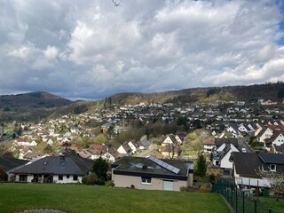 A View from above of a hill on a village