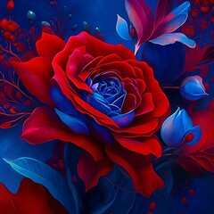 Red and blue roses