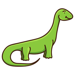 Cute cartoon dinosaur. Illustration on transparent background