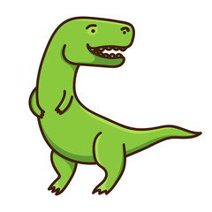 Cute cartoon dinosaur. Illustration on transparent background
