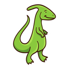 Cute cartoon dinosaur. Illustration on transparent background