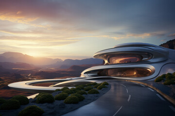 Obraz premium empty road with city background