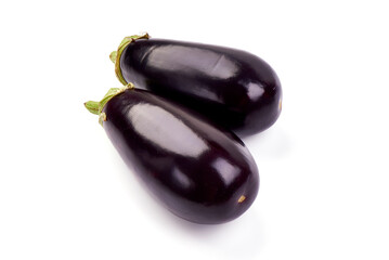 Aubergine eggplant isolated on white. Isolated on white background.