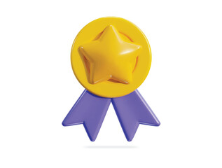 winner medal with star award icon 3d rendering vector illustration