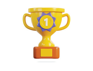 Trophy cup icon 3d rendering vector illustration