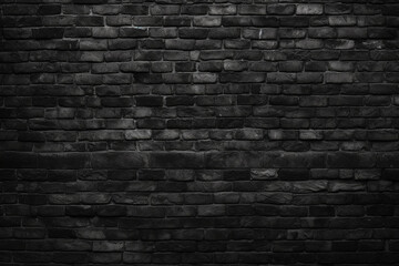 Black brick wall texture background. Realistic brickwork backdrop, building wall. Black brick wallpaper.
