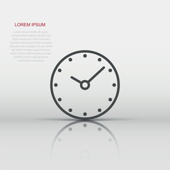 Clock icon in flat style. Watch vector illustration on white isolated background. Timer business concept.