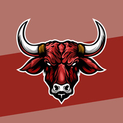 Mad Bull head mascot esport logo of a angry bull head, designed in esports illustration style