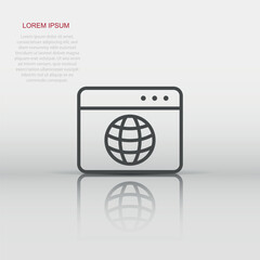 Website domain icon in flat style. Global internet address vector illustration on white isolated background. Server business concept.