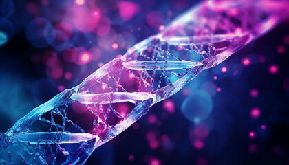 Cyberpunk image of DNA created with generative AI technology.