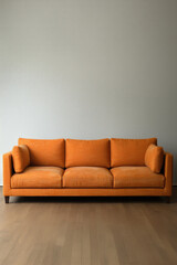 orange sofa in an empty room