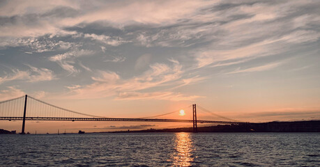 Fototapeta na wymiar Ponte Vasco da Gama, sunset, Portugal