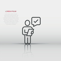 Organization management icon in flat style. People with check mark vector illustration on white isolated background. Businessman business concept.