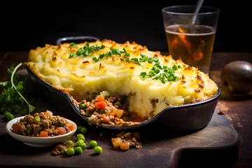 Fotobehang  Shepherd's Pie - A Delicious Blend of Meat, Vegetables, and Creamy Mashed Potatoes, Hearty Comfort in a Dish, Savour the Classic  © Sumuditha