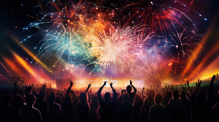 Fototapeta na wymiar fireworks_at_the_disco_party