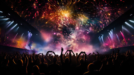 Fototapeta na wymiar fireworks_at_the_disco_party
