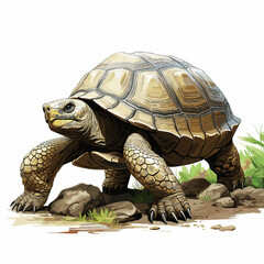 Fototapeta premium Galapagos Tortoise on a white background