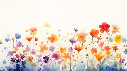 Field flowers watercolor illustration created with Generative AI technology