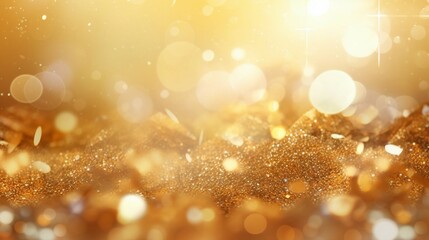 Gold glowing luxurious blurred texture background with bokeh and shimmering sparkles