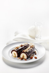 Chocolate-Dipped Banana Halves with Almond Sprinkles