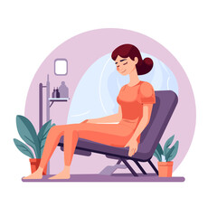 Fototapeta na wymiar Rehabilitation woman physiotherapist on a physio center. Physiotherapy, physical therapy, orthopedics icon concept. Cartoon vector illustration.
