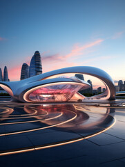 Obraz premium empty city square with city background