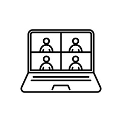 video conference icon vector in line style