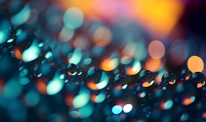 Colorful bokeh Christmas lights and water droplets. Shiny city car lights and pebbles abstract nighttime background, Generative AI - obrazy, fototapety, plakaty