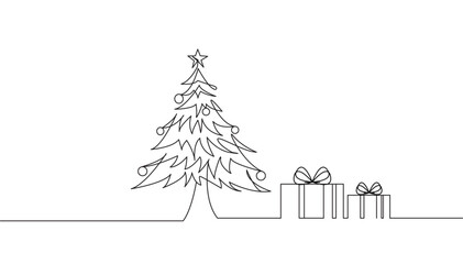 Obraz na płótnie Canvas Christmas Tree line art style eps 10