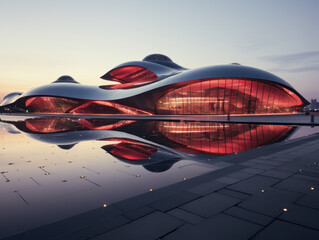 empty parking lot with city background