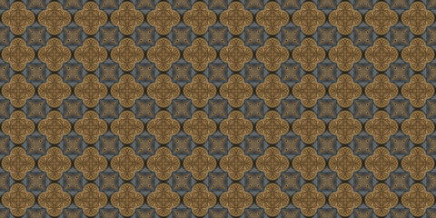 Seamless pattern of gold coins on a dark gray background