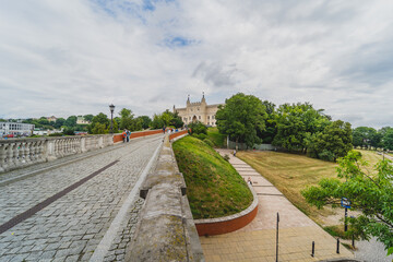 Stairs leading to the castle in Lublin, where the National Museum is located. - obrazy, fototapety, plakaty