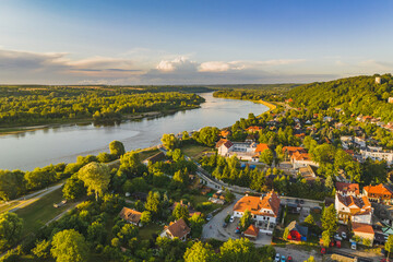 The lazy and calm Vistula flowing through Kazimierz Dolny on a beautiful summer day.