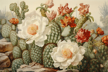 Obraz na płótnie Canvas Nopal cactus illustration generative ai