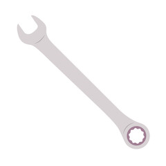 Ratchet and Spanner Flat Illustration. Clean Icon Design Element on Isolated White Background