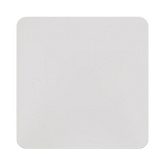 White square beer coaster with rounded corners mockup. Blank paper bierdeckel isolated from the background. Cardboard sample for branding and applying a logo to put under a hot cup or a wet glass.