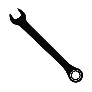 black wrench tool isolated clip art preview
