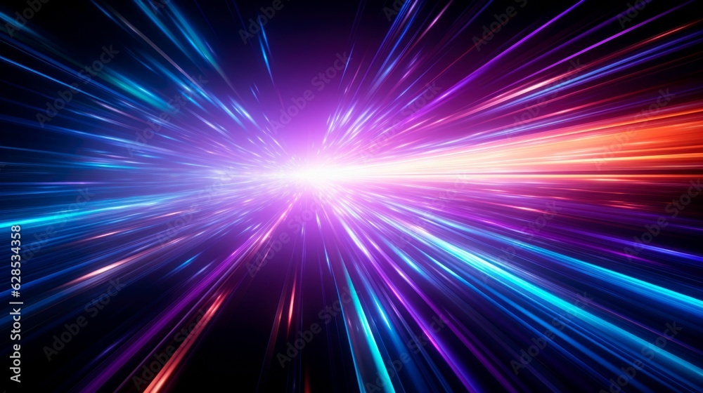 Sticker neon speed light burst abstract background ai generative illustration