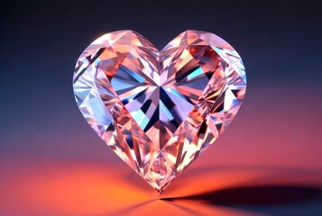 Heart shape Diamond on colorful background. AI Generated illustration