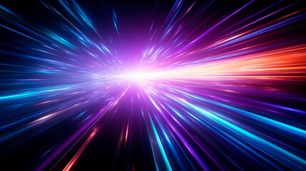 Neon speed light burst Abstract background AI generative illustration