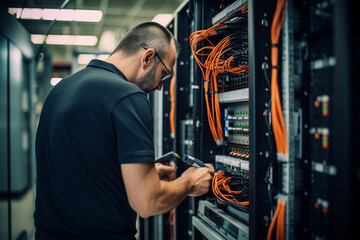 A proactive IT specialist conducting routine system maintenance, ensuring peak performance Generative AI