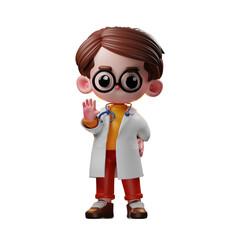 3d Male Doctor Character Stop