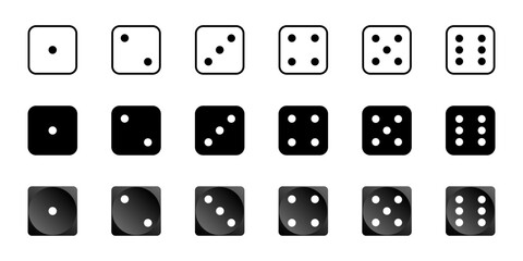 Dice. Dice game in different design. Dice vector icons. Vector illustration - 628536771