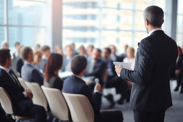 A professional business conference with participants sharing knowledge and best practices Generative AI