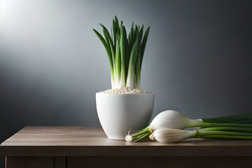bunch of fresh green onions generated by AI tool